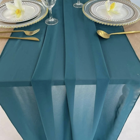 Chiffon Table Runners - Dark Teal 10pk - Picture 4 of 6